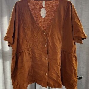 Wishlist Rust Button-Up Women's Blouse